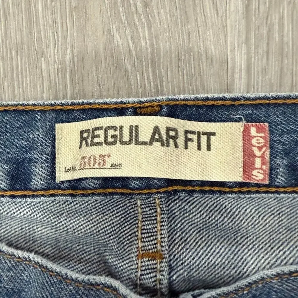 Levi's 505 Regular Fit Jeans Y2k Red‎ Tags 38x30 Blue Actual 36x29